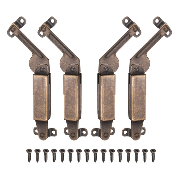 Uxcell 4 Pack Self-Balancing Lid Support Hinges, 7.13" x 1.34" Iron Folding Hardware Hinge with Screws, Light Duty Spring Hinges for Cabinet Box Furniture Storage Door, Copper