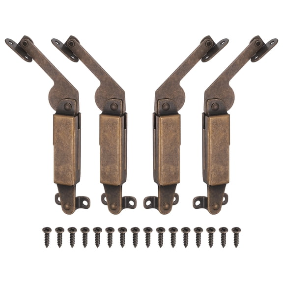 Uxcell 4 Pack Self-Balancing Lid Support Hinges, 7.24" x 1.34" Iron Folding Hardware Hinge with Screws, Light Duty Spring Hinges for Cabinet Box Furniture Storage Door, Copper