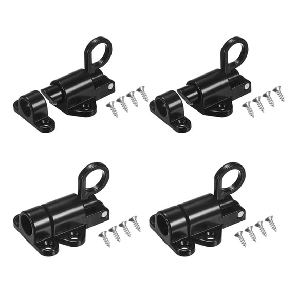 Uxcell 4-Pack Self-Closing Latch Aluminum Alloy Automatic Window Sliding Latches with Screws for Door/Window [Black]