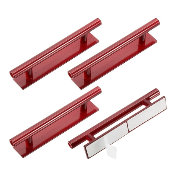 Uxcell 4 Pack Self-Stick Push Pull Helper, 6 Inch Plastic Adhesive Cabinet Handles Round Stick-on Handle for Kitchen Cabinet Window Sliding Closet Door Wardrobe(Red)