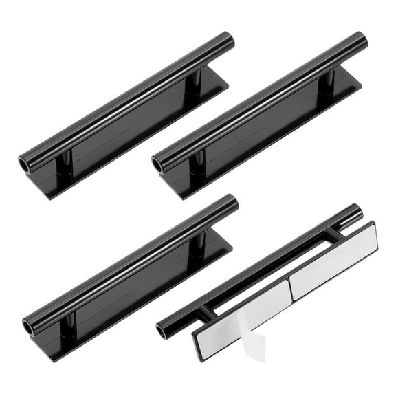 Uxcell 4 Pack Self-Stick Push Pull Helper, 6 Inch Plastic Adhesive Cabinet Handles Round Stick-on Handle for Kitchen Cabinet Window Sliding Closet Door Wardrobe(Black)