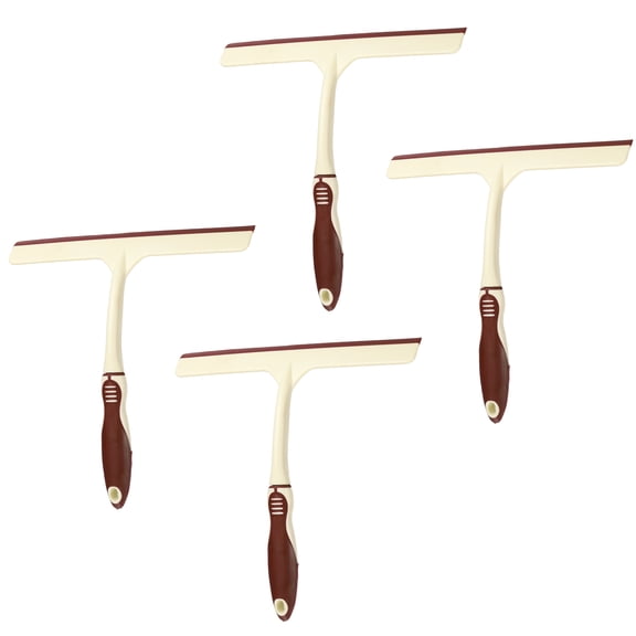 Uxcell 4 Pack Shower Squeegee for Glass Door & Mirror, 10 Inch Silicone Window Squeegee with Handle with Hanging Hole Home Cleaner Tool for Mirror Kitchen Bathroom Car Windshield, Beige