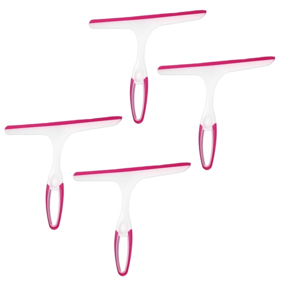 Uxcell 4 Pack Shower Squeegee for Glass Doors & Mirrors, 10 Inch Silicone Window Squeegee with Handle with Hanging Hole Home Cleaner Tool for Mirror Kitchen Bathroom Car Windshield, Red