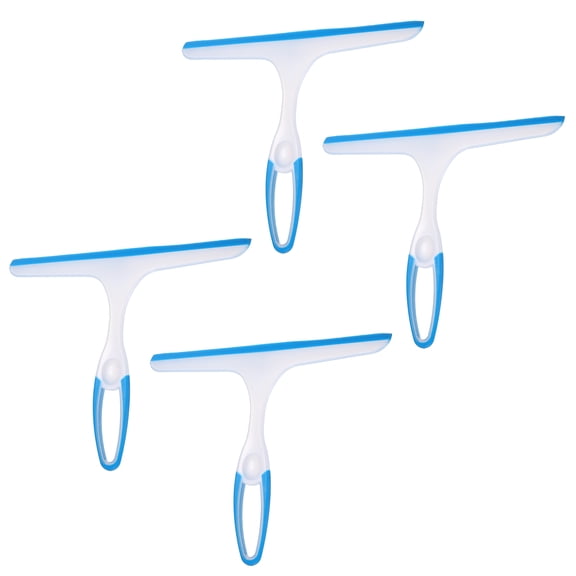 Uxcell 4 Pack Shower Squeegee for Glass Doors & Mirrors, 10 Inch Silicone Window Squeegee with Handle with Hanging Hole Home Cleaner Tool for Mirror Kitchen Bathroom Car Windshield, Blue