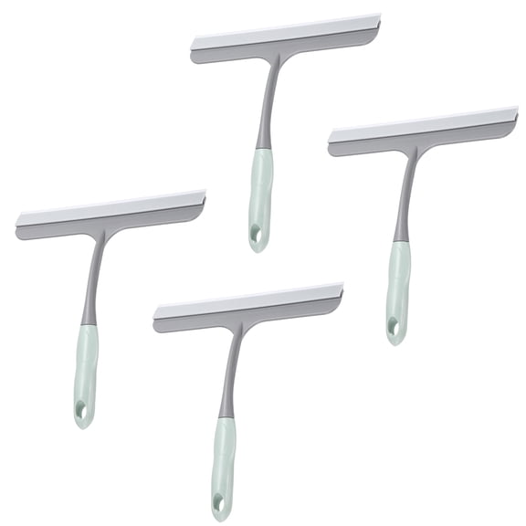 Uxcell 4 Pack Shower Squeegee for Glass Doors & Mirrors, 9 Inch Silicone Window Squeegee with Handle with Hanging Hole Home Cleaner Tool for Mirror Kitchen Bathroom Car Windshield, Blue