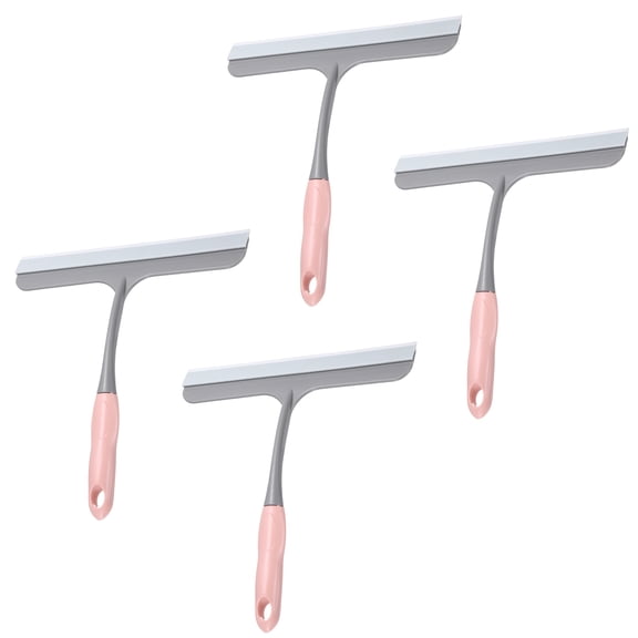 Uxcell 4 Pack Shower Squeegee for Glass Doors & Mirrors, 9 Inch Silicone Window Squeegee with Handle with Hanging Hole Home Cleaner Tool for Mirror Kitchen Bathroom Car Windshield, Pink
