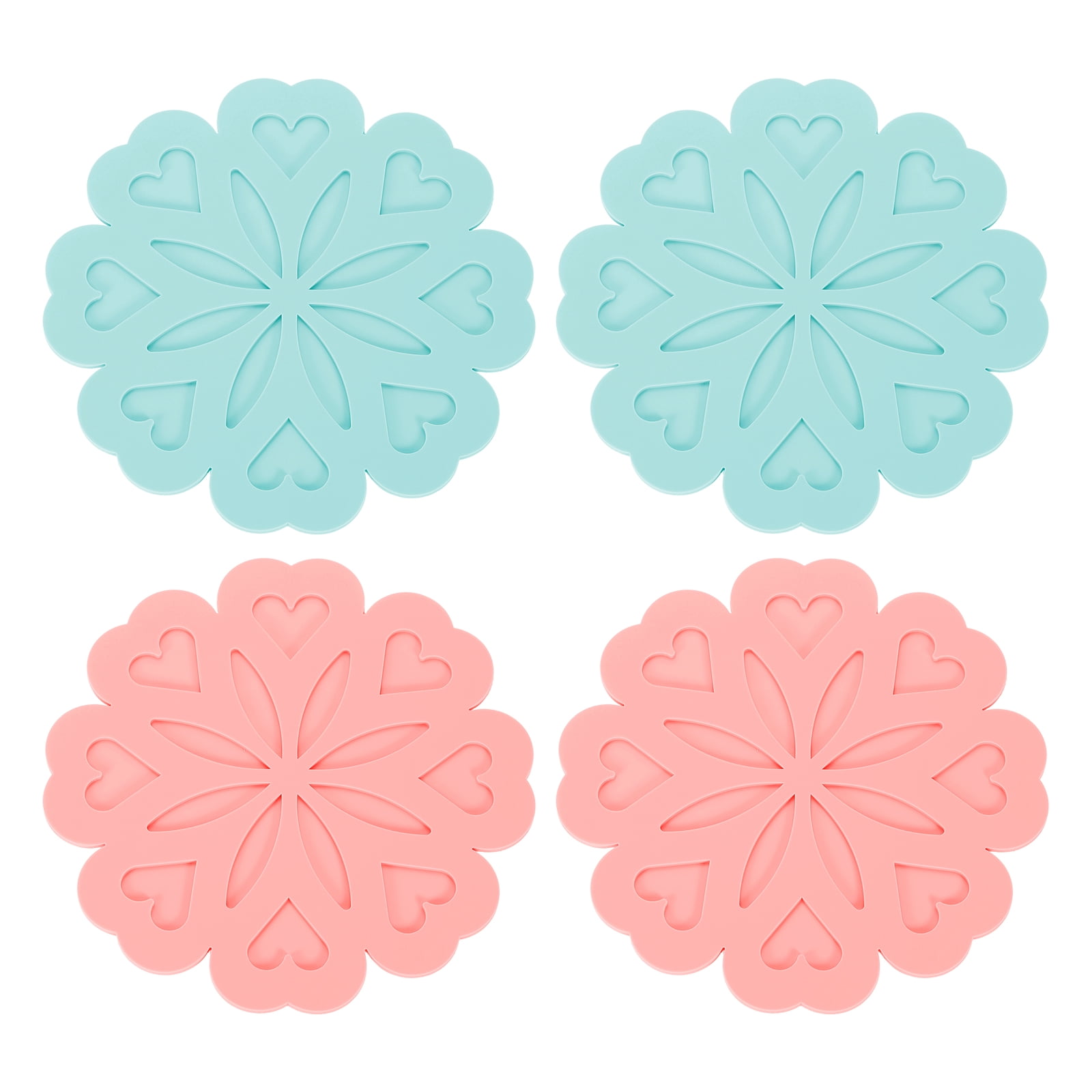 Uxcell 4 Pack Silicone Trivet Mats, Flower Pattern Silicone Pad Hot Pad ...