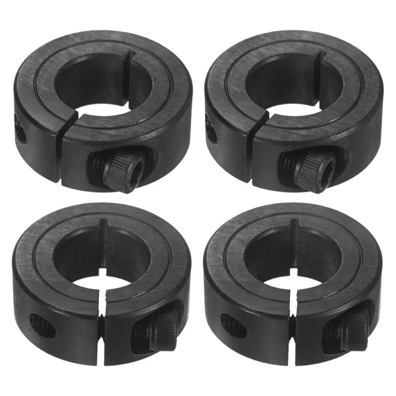 Uxcell 4-Pack Single Split Shaft Collar 20mm Bore 40mm OD, 15mm Thickness 45 Steel Clamp-On Shaft Collars [Black]