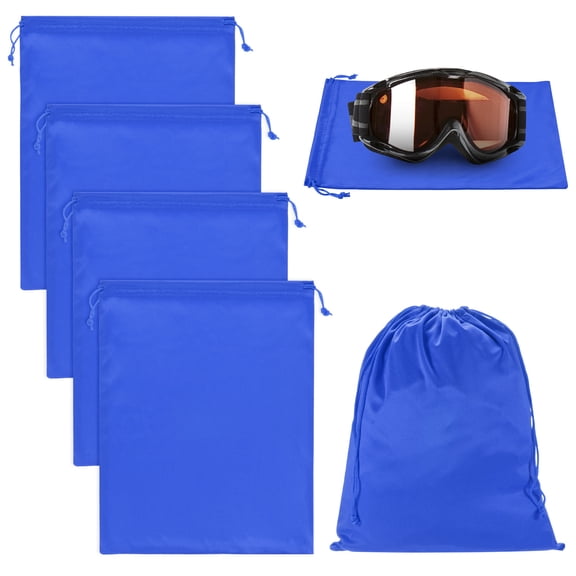 Uxcell 4-Pack Ski Goggle Bag, 11.8" x 9.1" Soft Microfiber Pouch Bags with Drawstring for Snow Goggles Blue