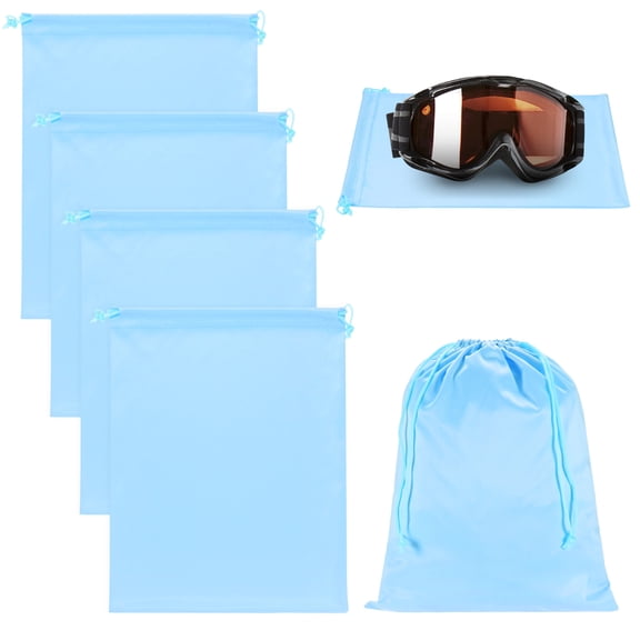 Uxcell 4-Pack Ski Goggle Bag, 11.8" x 9.1" Soft Microfiber Pouch Bags with Drawstring for Snow Goggles Light Blue
