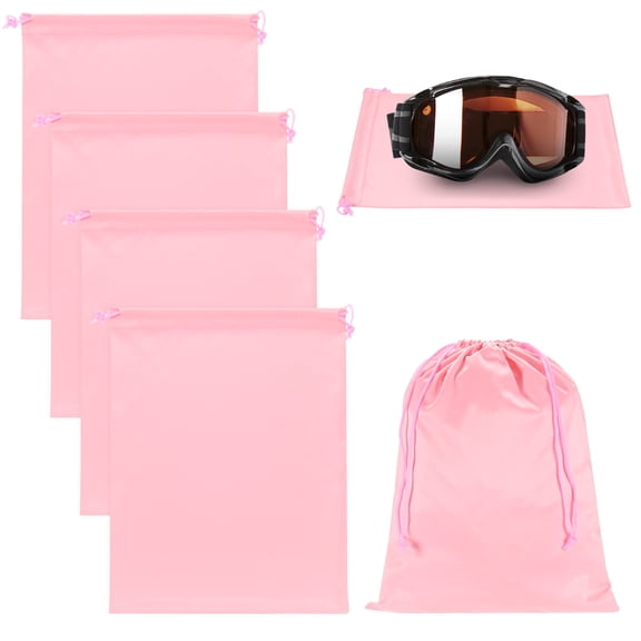 Uxcell 4-Pack Ski Goggle Bag, 11.8" x 9.1" Soft Microfiber Pouch Bags with Drawstring for Snow Goggles Pink