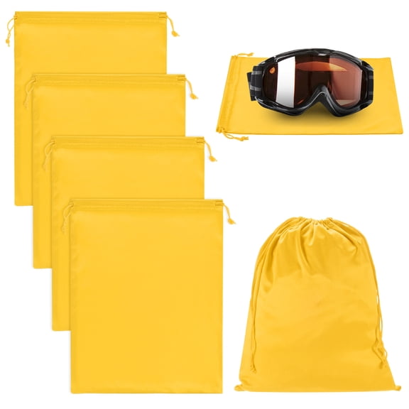 Uxcell 4-Pack Ski Goggle Bag, 11.8" x 9.1" Soft Microfiber Pouch Bags with Drawstring for Snow Goggles Yellow