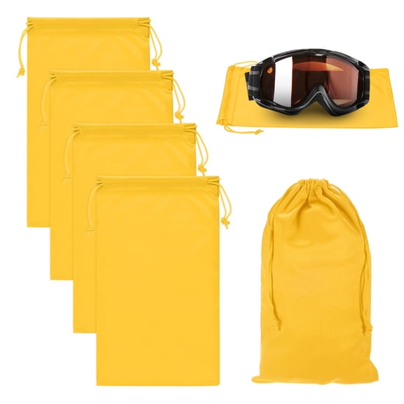 Uxcell 4-Pack Ski Goggle Bag, 9.8" x 5.9" Soft Microfiber Pouch Bags with Drawstring for Snow Goggles Yellow