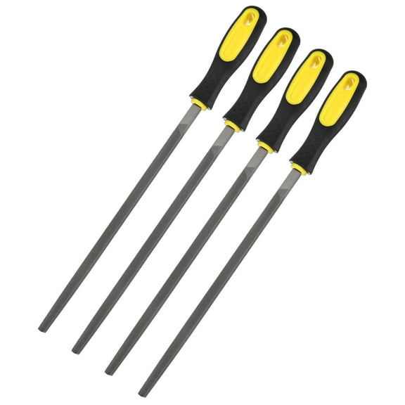 Uxcell 4-Pack Square Metal File 10 Inch, High Carbon Steel File Hand W Handle