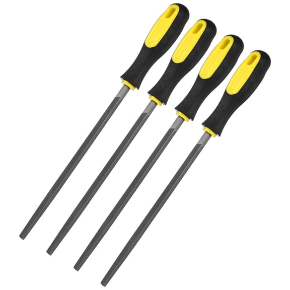 Uxcell 4-Pack Square Metal File 8 Inch, High Carbon Steel File Hand W Handle