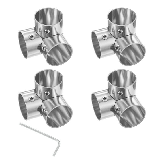Uxcell 4-Pack Structural Pipe Connector, Right Angle Tee Pipe Fittings Stainless Steel Pipe Connector for OD 1" or 25MM Pipe
