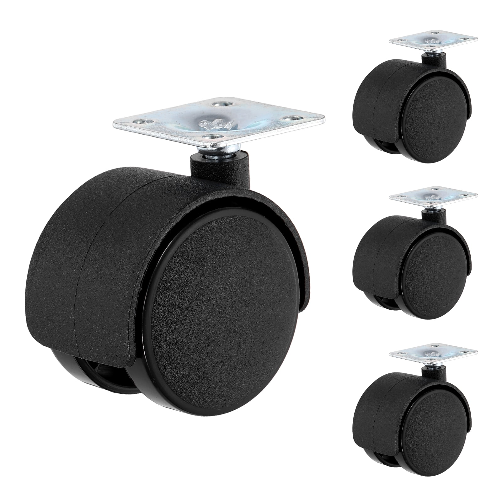 Uxcell 4 Pack Swivel Caster Wheels, 2 Inch Plate Swivel Nylon Furniture Caster with Screws - Durable, for Chairs Sofas Cabinets Shelves Carts, Corrosion-Resistant, Black