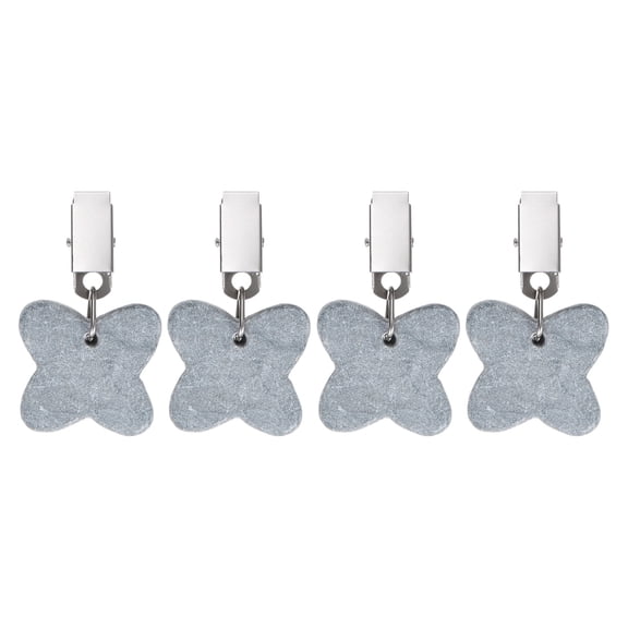 Uxcell 4-Pack Tablecloth Weights, 2.68 Inch Marble Table Cover Weights with Metal Clips for Decor [Gray, Butterfly]