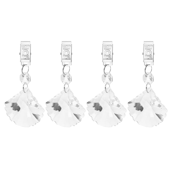 Uxcell 4 Pack Tablecloth Weights, Crystal Table Cover Weights with Metal Clips, Clear Big Scallop Shape Pendant Curtain Weight 100 x 48.5mm for Outdoor Picnic Garden Table Decoration