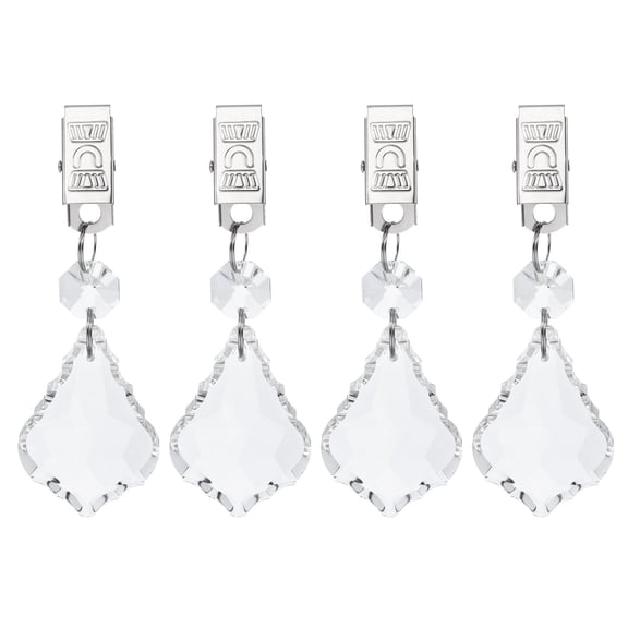 Uxcell 4 Pack Tablecloth Weights, Crystal Table Cover Weights with Metal Clips, Clear Maple Leaf Shape Pendant Curtain Weight 100 x 34mm for Outdoor Picnic Garden Table Decoration