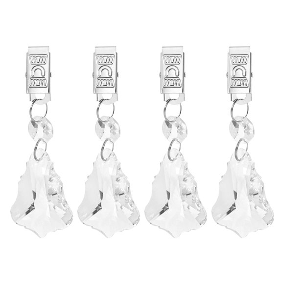 Uxcell 4 Pack Tablecloth Weights, Crystal Table Cover Weights with Metal Clips, Clear Tree Shape Pendant Curtain Weight 100 x 34mm for Outdoor Picnic Garden Table Decoration