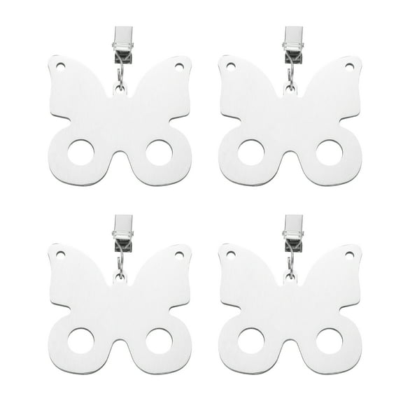 Uxcell 4 Pack Tablecloth Weights, Stainless Steel Table Cover Weights with Metal Clips, Butterfly Shape Tablecloth Pendant 6.5 x 7cm for Outdoor Picnic Garden Table Decoration, Silver