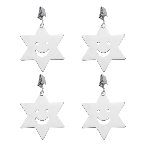 Uxcell 4 Pack Tablecloth Weights Stainless Steel with Metal Clips Star Shape 7.2x6.3cm for Outdoor Picnic Decoration Silver