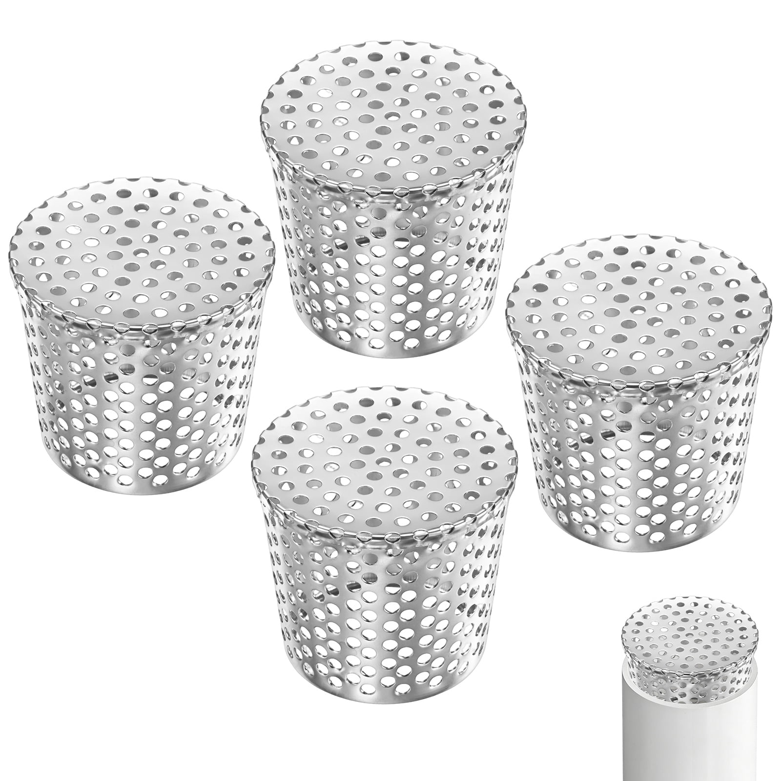 Uxcell 4-Pack Termination Mesh Screen Vent Covers, 3.54–2.87 Inch ID Stainless Steel Conical Exhaust Pipe Cover Strainer for Preventing Leaves/Birds from Entering