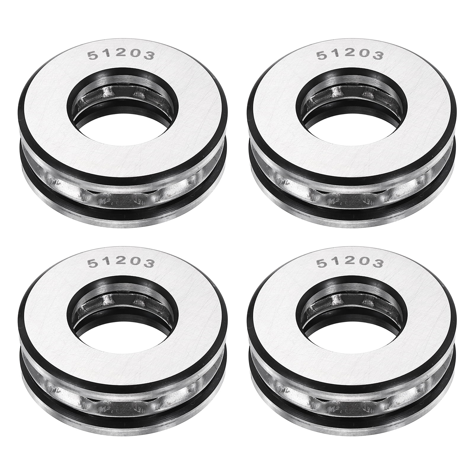 Uxcell 4 Pack Thrust Ball Bearings, 17mm Bore 35mm OD 12mm Thick 51203 Single Row Roller, Chrome Steel Axial Ball Bearing, ABEC5