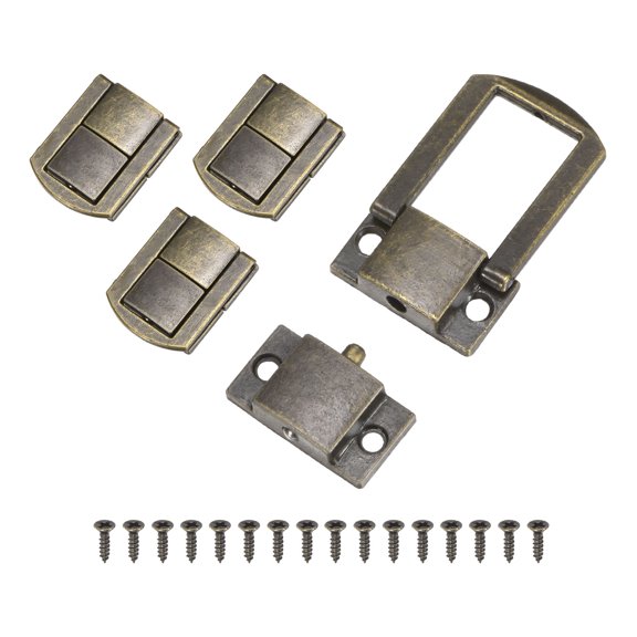 Uxcell 4-Pack Toggle Catch Latch Lock, 1.18 x 1 In Metal Hasp Latches Decorative Clasp with Screws for Jewelry Case [Bronze]