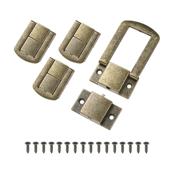 Uxcell 4-Pack Toggle Catch Latch Lock, 1.7 x 1.26 In Metal Hasp Latches Decorative Clasp with Screws for Jewelry Case [Bronze]