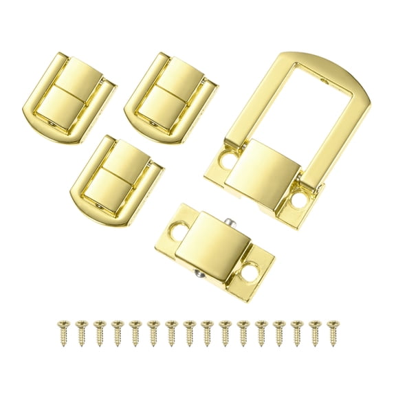Uxcell 4-Pack Toggle Catch Latch Lock, 1 x 0.78 In Metal Hasp Latches Decorative Clasp with Screws for Jewelry Case [Bright Gold]