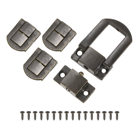 Uxcell 4-Pack Toggle Catch Latch Lock, 1 x 0.78 In Metal Hasp Latches Decorative Clasp with Screws for Jewelry Case [Bronze]