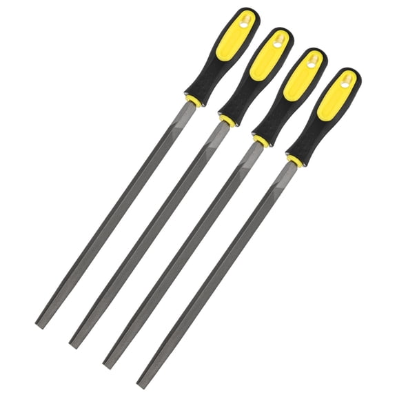 Uxcell 4-Pack Triangular Metal File 10 Inch, High Carbon Steel File Hand W Handle