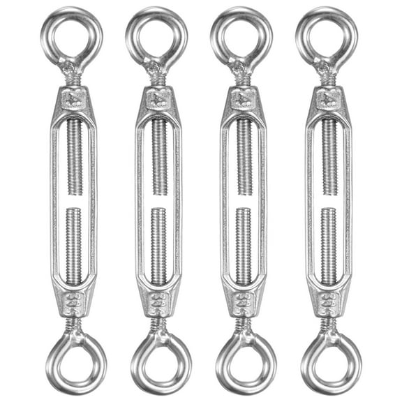 Uxcell 4-Pack Turnbuckle Eye and Eye, M4 Stainless Steel Heavy Turnbuckles Wire Rope Tension Adjustable Tension