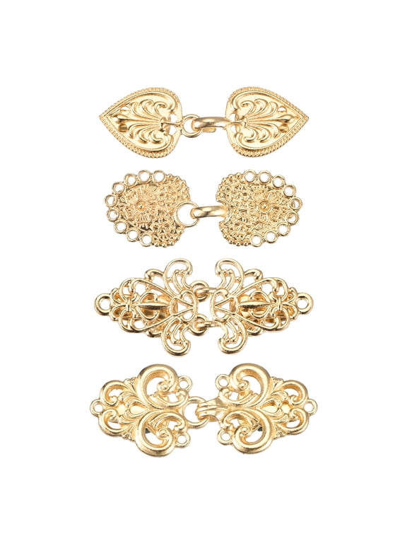 4 Pack Vintage Sweater Clips Cape Cloak Clasp Retro Cardigan Clips Shawl Clasp(Gold)