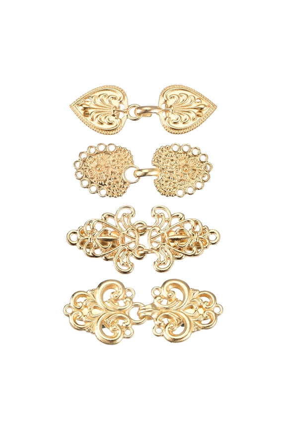 4 Pack Vintage Sweater Clips Cape Cloak Clasp Retro Cardigan Clips Shawl Clasp(Gold)
