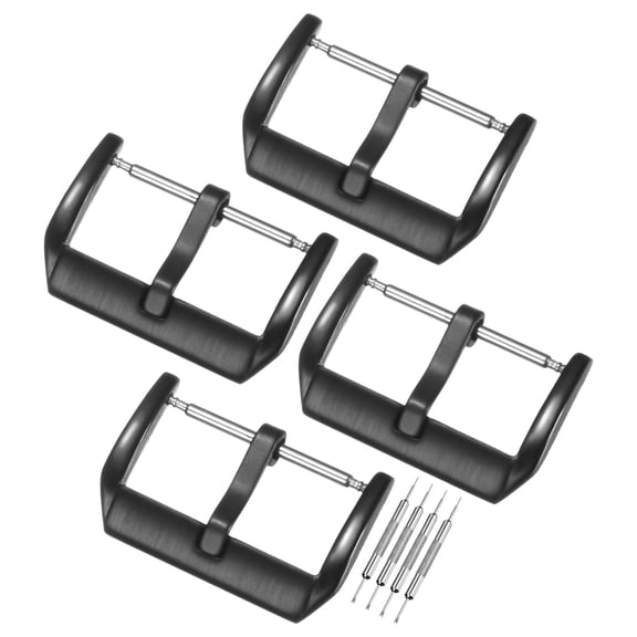 Uxcell 4-Pack Watch Straps Bands Buckle, 0.79 Inch / 20 mm Watch Band Clasp for Smartwatch Straps/Plastic Buckle/Silicone Loops [Black]