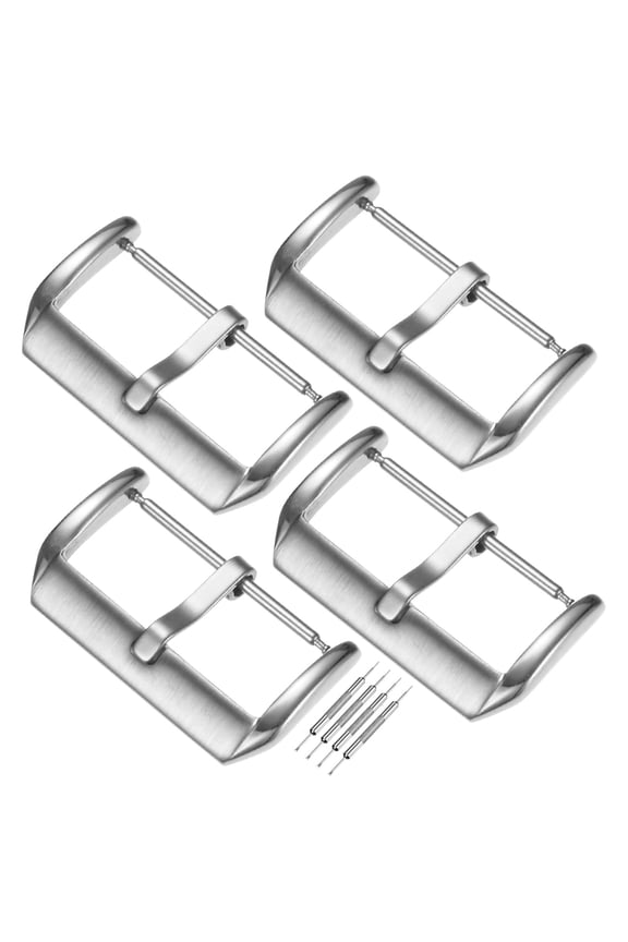 4-Pack Watch Straps Bands Buckle, 0.94 Inch / 24 mm Watch Band Clasp for Smartwatch Straps/Plastic Buckle/Silicone Loops [Silver]