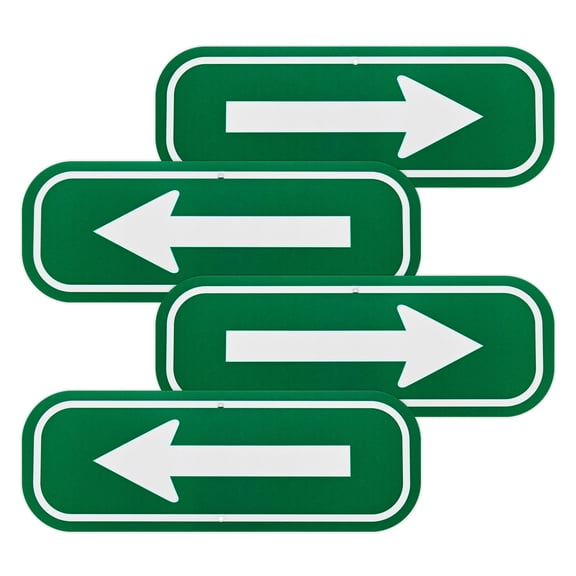 Uxcell 4-Pack White Arrow Signs, 9.84 x 3.54 Aluminum Reflective One-way Arrow Sign for Outdoor Lawn Garden Decorations, Street Sign [Green/White]