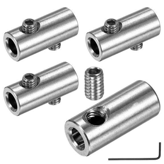 Uxcell 4-Pack Wire Rope Cable Clamp, 4mm Hole 304 Stainless Steel Double Holes Lock Clip with Hexagon Screws Spanner