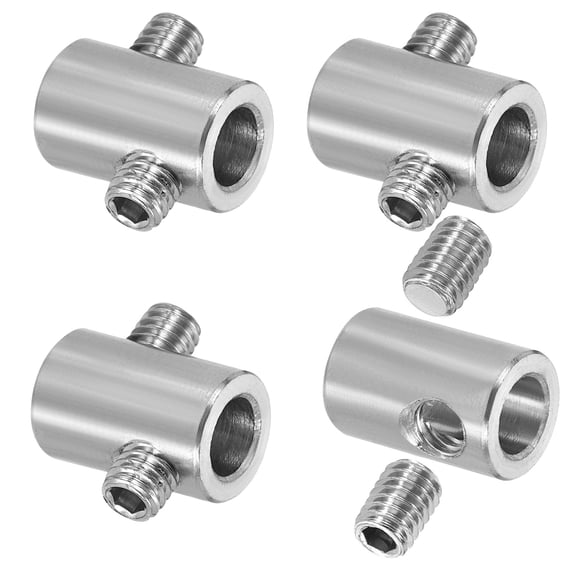 Uxcell 4 Pack Wire Rope Clips, 7mm ID 12mm OD Double Holes Lock Cable Clamps, 304 Stainless Steel Secure Fasteners with M6 Screws for Cable Rigging, Silver