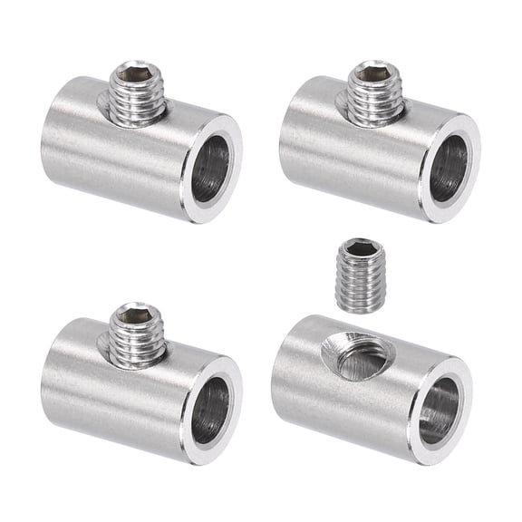 Uxcell 4 Pack Wire Rope Clips, 7mm ID 12mm OD Single Hole Lock Cable Clamps, 304 Stainless Steel Secure Fasteners with M6 Screws for Cable Rigging, Silver