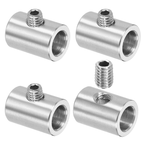 Uxcell 4 Pack Wire Rope Clips, 9mm ID 14mm OD Single Hole Lock Cable Clamps, 304 Stainless Steel Secure Fasteners with M6 Screws for Cable Rigging, Silver