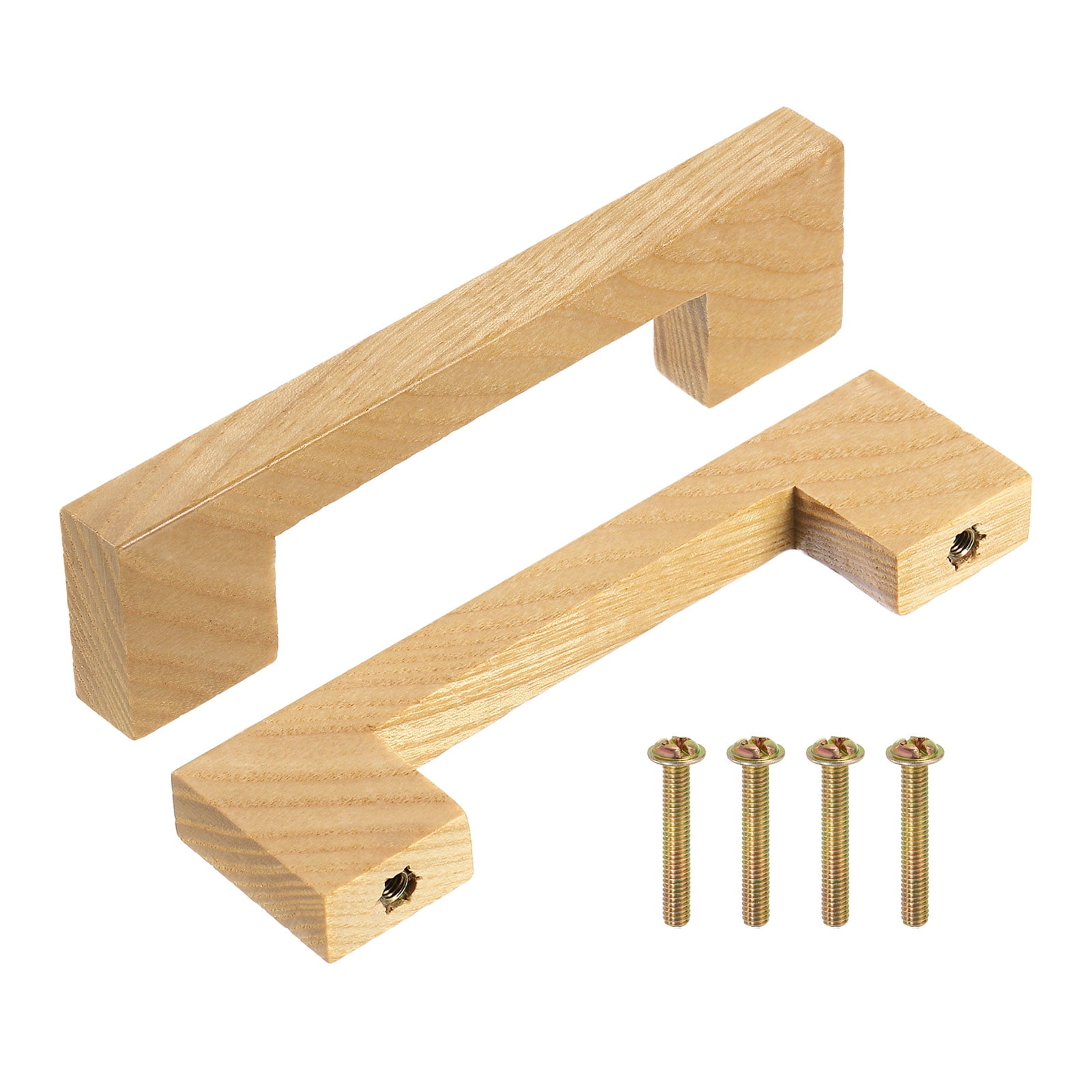 Uxcell 4 Pack Wood Drawer Pulls, 4 Inch Hole Center Square Wooden ...