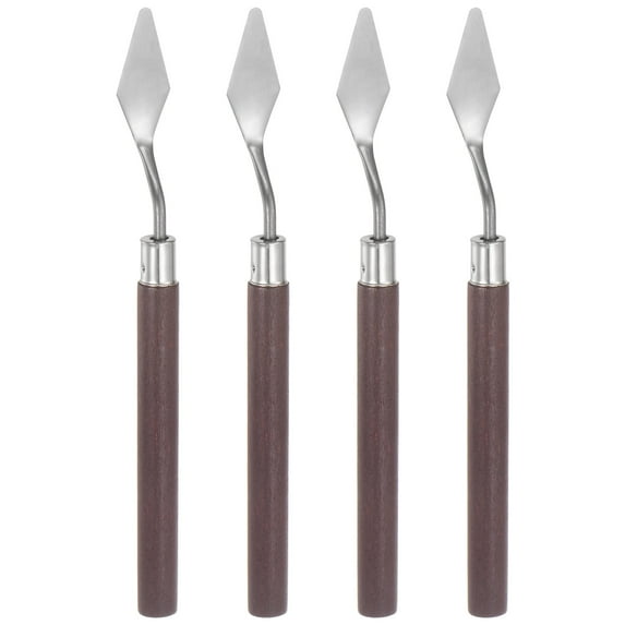 Uxcell 4 Packs 14mm Width No.3 Stainless Steel Palette knife Spatula Oil Painting Knife Red Wood Handle