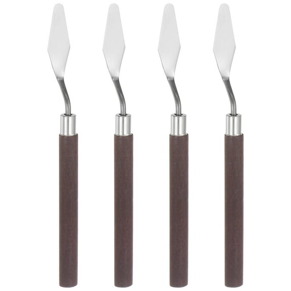 Uxcell 4 Packs 14mm Width No.5 Stainless Steel Palette knife Spatula Oil Painting Knife Red Wood Handle