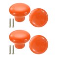 thumbnail image 1 of Uxcell 4 Packs Ceramic Drawer Knobs Round Dresser Pulls Handles, Orange, 1 of 6