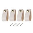 thumbnail image 1 of Uxcell 4 Packs Leather Drawer Pulls Single Hole Knobs with Screws for Drawers, Cream/Gold, 1 of 5