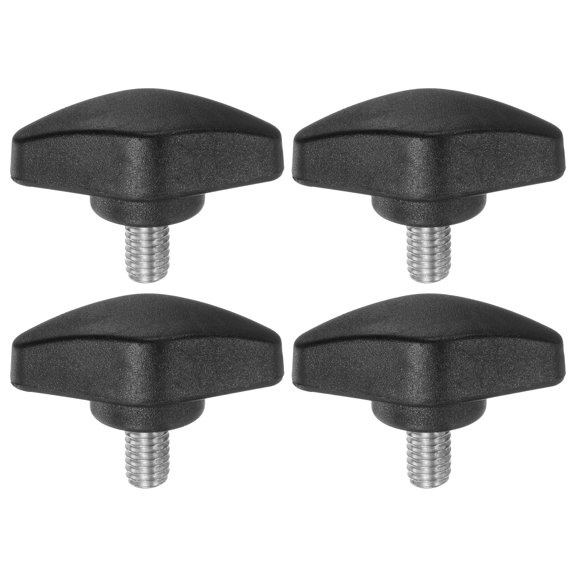 Uxcell 4 Packs M6 x 10mm Male Thread Tee Wing Knobs Thumb Screw Clamping Knobs Grip Black
